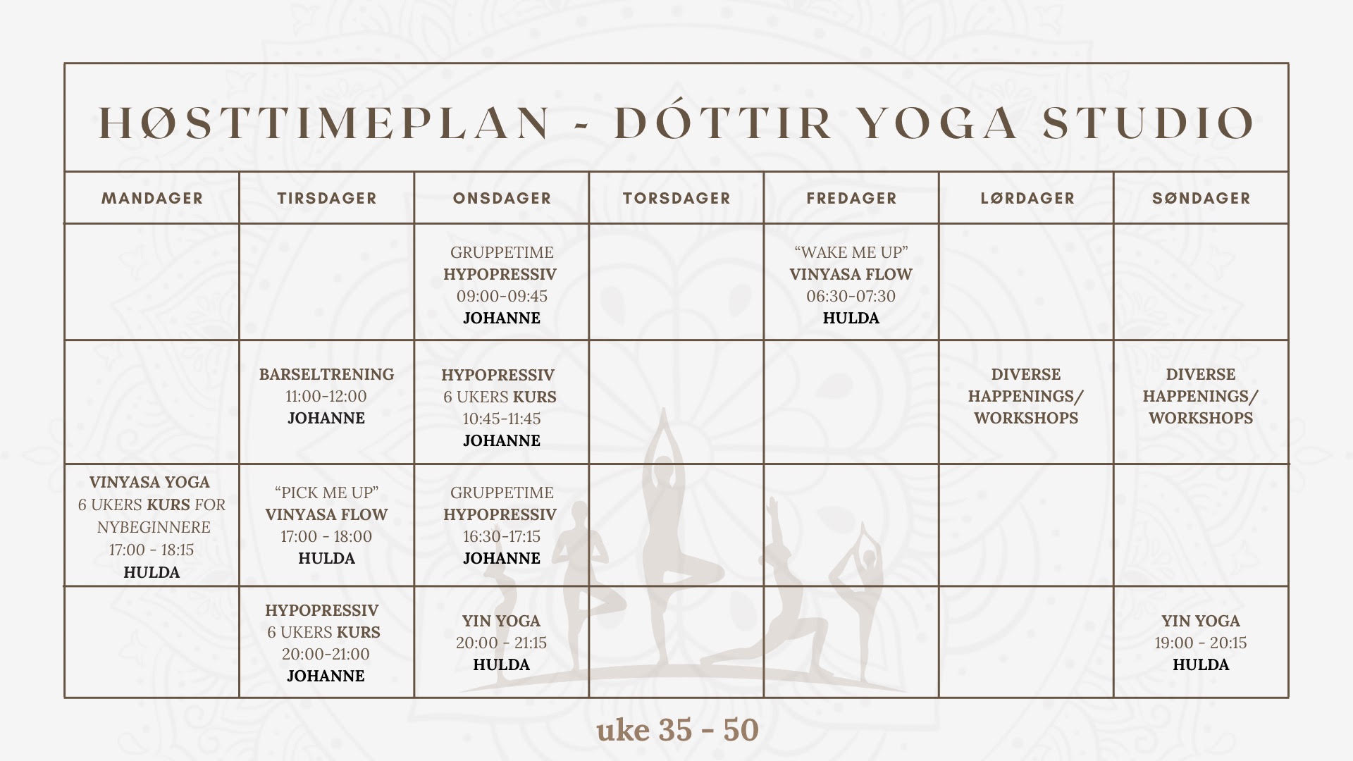Høsttimeplan